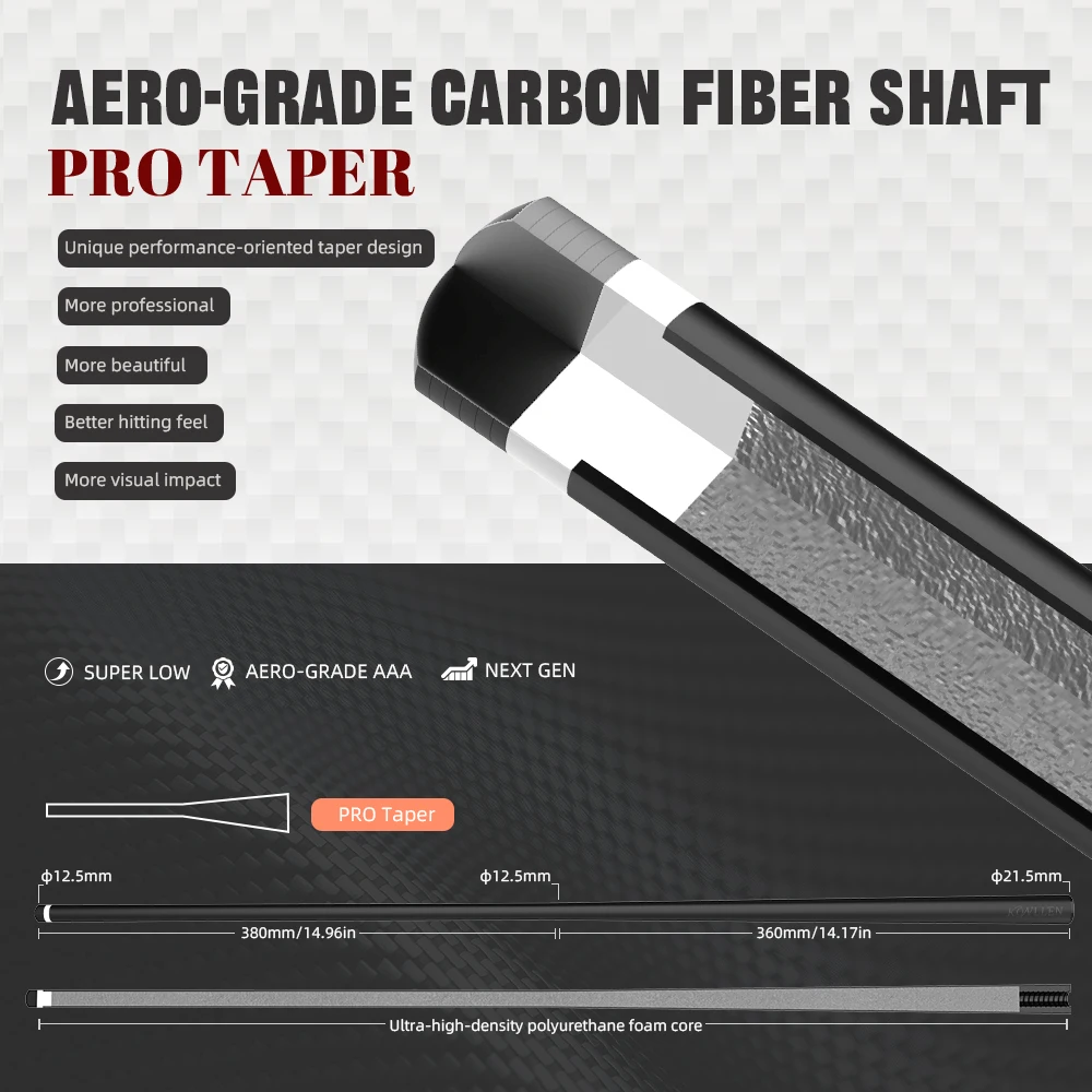 KONLLEN KL-3K Carbon FIber Pool Cue Stick 147cm 3/8*8 Radial Joint