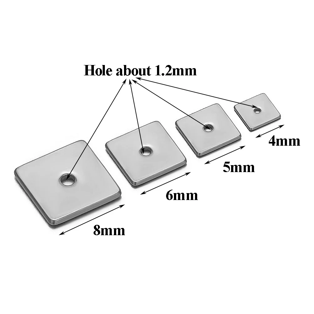 Set De 60 Cuentas Cuadradas De Acero Inoxidable 304 – 3 Mm, Ideal Para Pulseras, Collares Y Bisutería