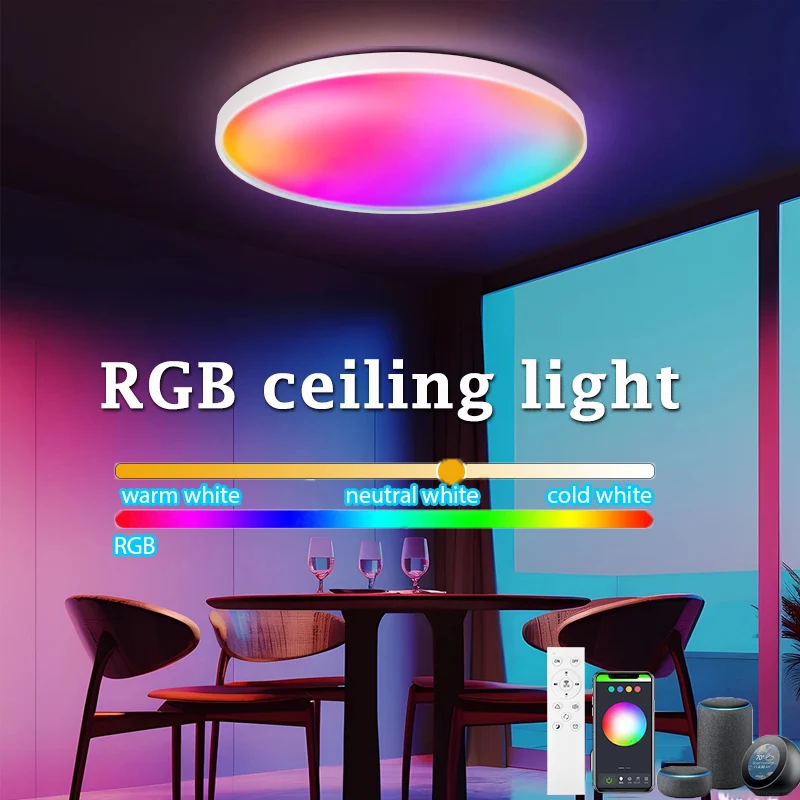 Smart LED Ceiling Lamp Dimming RGB Panel Light APP Control 110-265V Lamp Bedroom Indoor Lighting Fixture led ceiling light,ceiling light