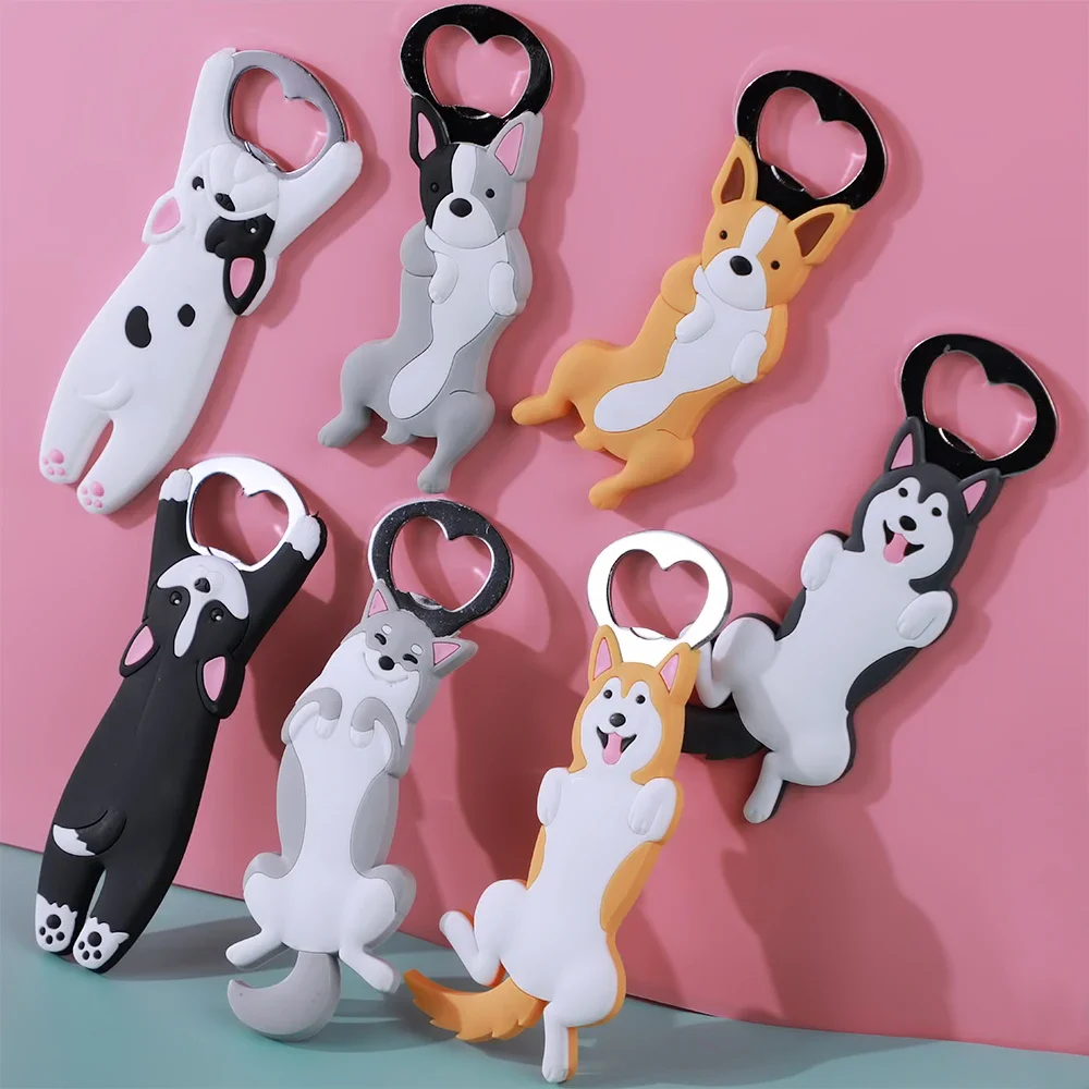 Magnetic Fridge Magnets Magnetic Fridge Stickers Refrigerator Decor Magnetic Refrigerator Bottle Opener Cartoon Akita Bullfight Cat Dog Beer Bottle Opener Ccat Magnetic Refrigerator Decoration