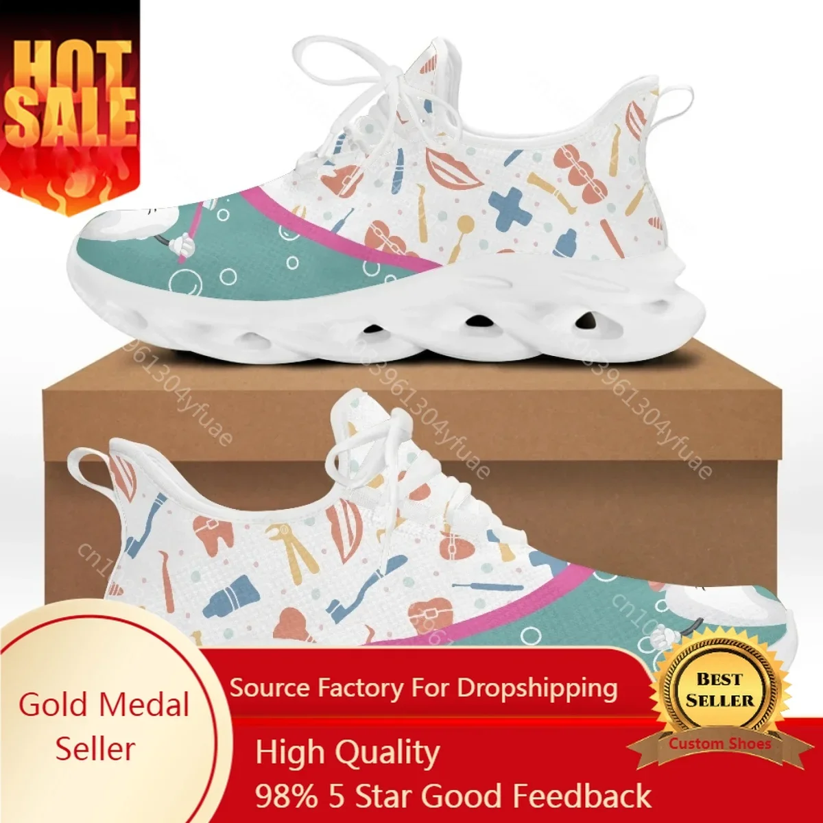 Yikeluo  Casual Dentist Shoes Woman Catoon Funny Dental Fairy Girl Air Mesh Ladies Sneakers Female Footwear Zapatillas Mujer