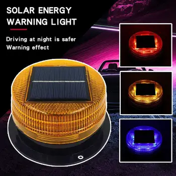 Vehicle LED Warning Flasher Red Blue/Blue Yellow Construction Warning Vehicle Warning Safety Waterproof Light Solar Road N9P1 1