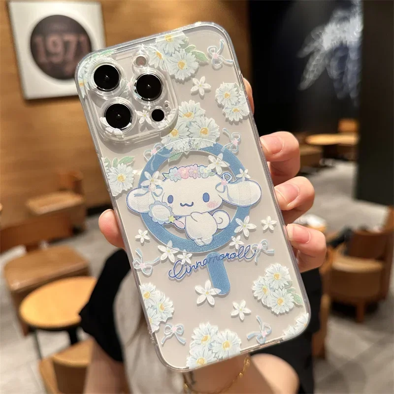 thumbnail image 1 of Sanrio-funda de conejo My Melody para iPhone, carcasa magnética suave y transparente, Magsafe, 11, 12, 13, 14, 15 Pro Max, Mini, X, XS, XR, 8, 7 Plus, SE, 2020, 1 of 5