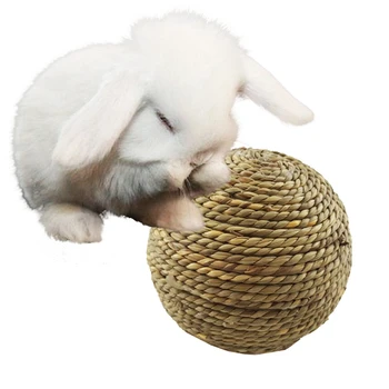 4PCS Pet Chew Toy Natural Grass Ball For Rabbit Hamster Guinea Pig For Tooth Cleaning Supplies Interactive Small Pet Toys 4