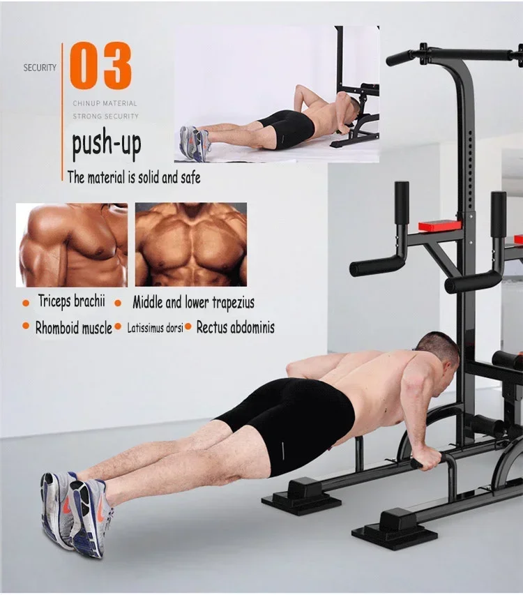 Multi station fitness power tower home gym equipment push up pull up bar station for arm and leg exercise squat rack
