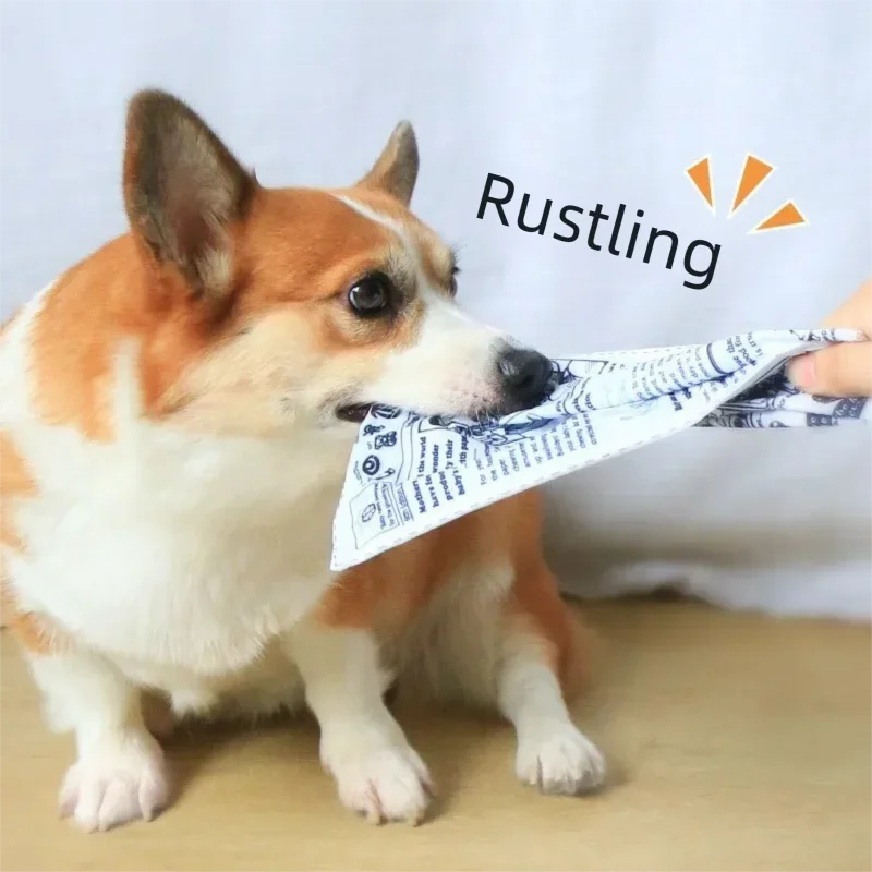 Interactive Squeaky Dog Chew Toy-Tearproof Simulated Newspaper Playing Cards For Corgi Teddy Small Puppy GWJ31_voghion.com
