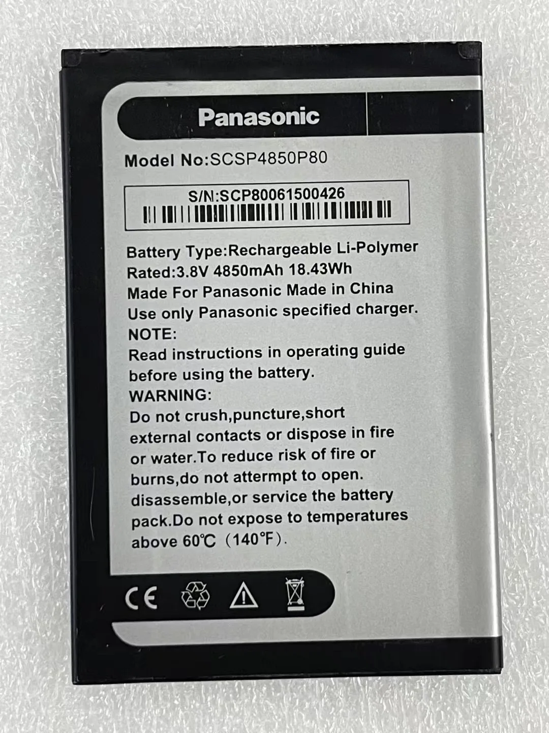 

Аккумулятор для Panasonic scsp4850p80