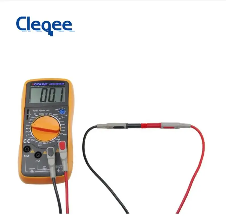 Cleqee P1033 Safety Banana Plug Test Lead 90 Degree To Straight Multimeter Test Cable 100CM 1000V/15A 2PCS