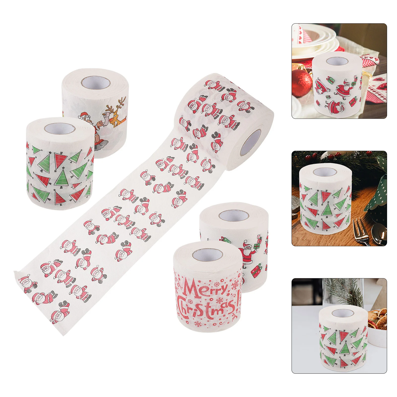 5pcs Christmas Pattern Napkins Santa Claus Tree Gifts Print for Party Supplies Disposable Quality Tissue Paper