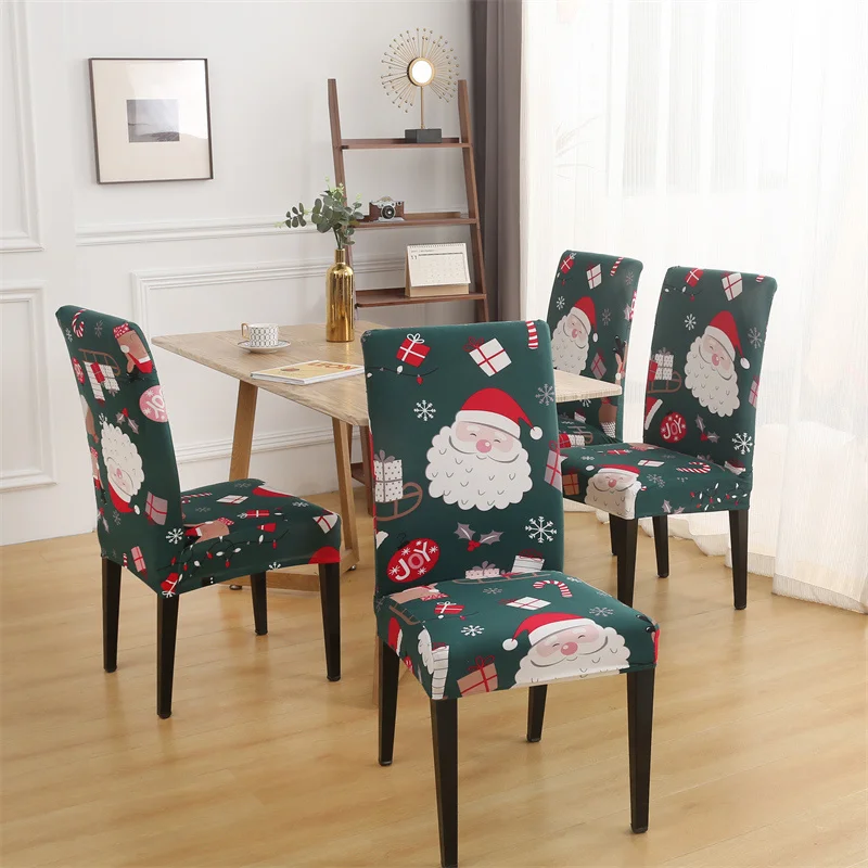thumbnail image 1 of Funda elástica de licra para silla de navidad, cubierta decorativa para asiento de comedor, papá noel, cocina, hogar, 1/2/4/6 piezas, 1 of 5