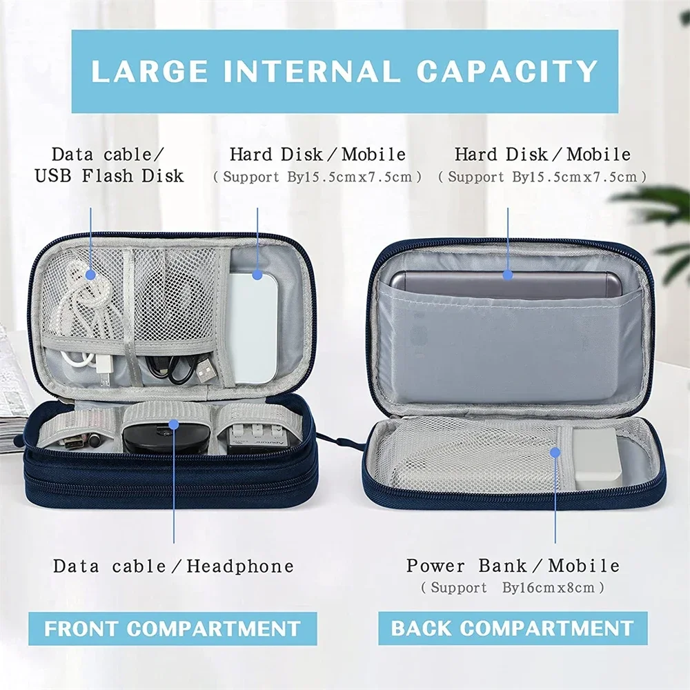 Organizer Electronics Accessories Organizer Portable Waterproof Double Layers Storage for Cable Hard Disk Power Bank