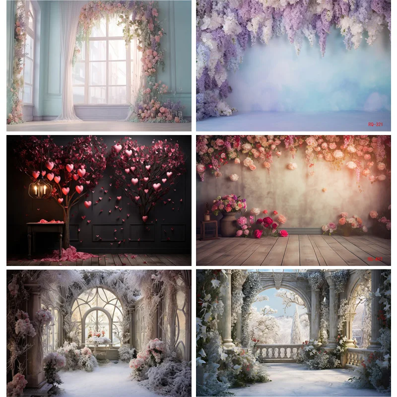 

SHENGYONGBAO Wedding Interior Decor Abundance Of Flowers Background Valentine's Day Love Studio Photography Backdrops RQ-27