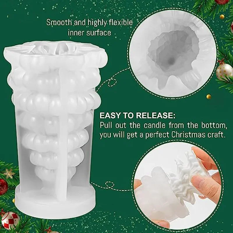 3D Christmas Tree Candle Silicone Mold DIY Christmas Candle Making Kit Handmade Soap Plaster Resin Baking Tools Holiday Gifts