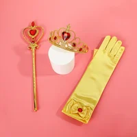 Princess Girls Belle Snow White Party Favors Gifts Set Crown Scepter Wand Necklace Gloves Baby Photography Props Accessories 4