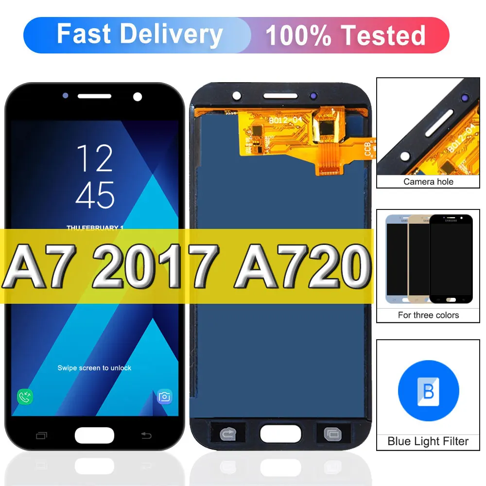 

TFT A720 ЖК-дисплей для Samsung Galaxy A7 2017 дисплей сенсорный экран дигитайзер в сборе Замена для Samsung A720F A720M SM-A720F