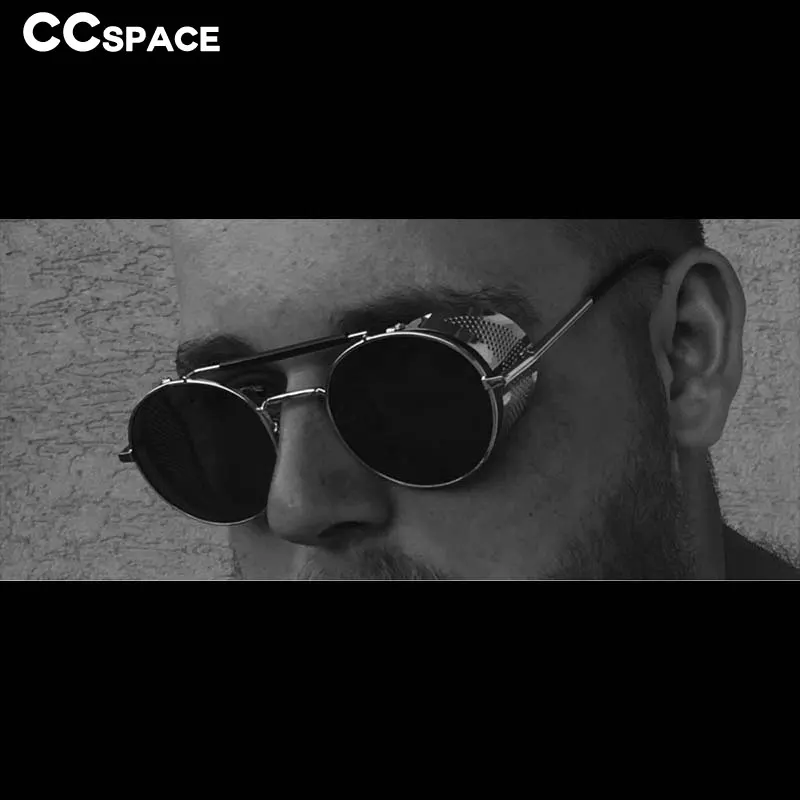 Steampunk Retro Round Sunglasses with UV400 Protection - Unisex Cool Shades with Metal Frame