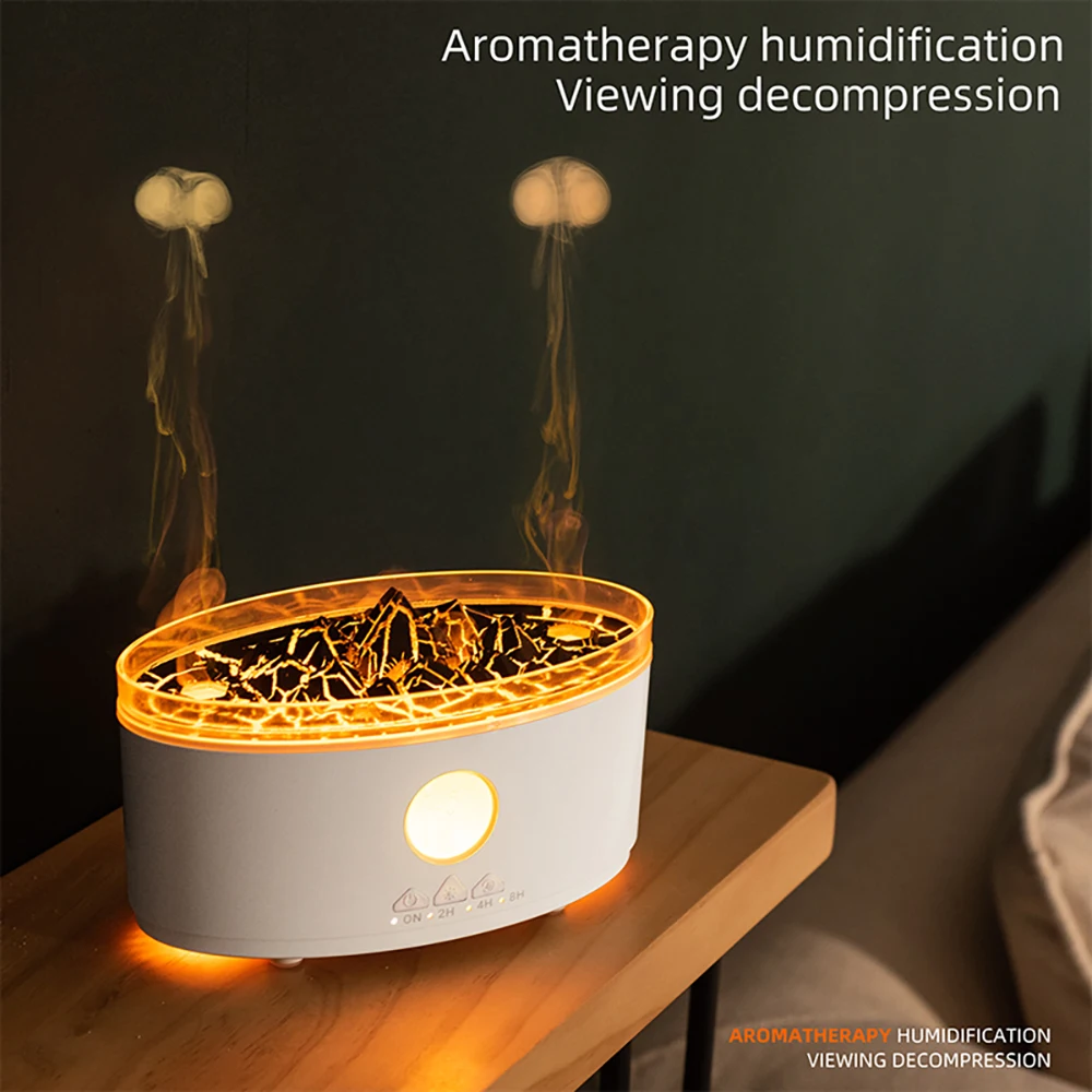 Multicolor Humidifier Aromatherapy Flame Volcano Light TimerFlame Ultrasonic Essential Oil Diffuse For Bedroom Home Yoga Office 3
