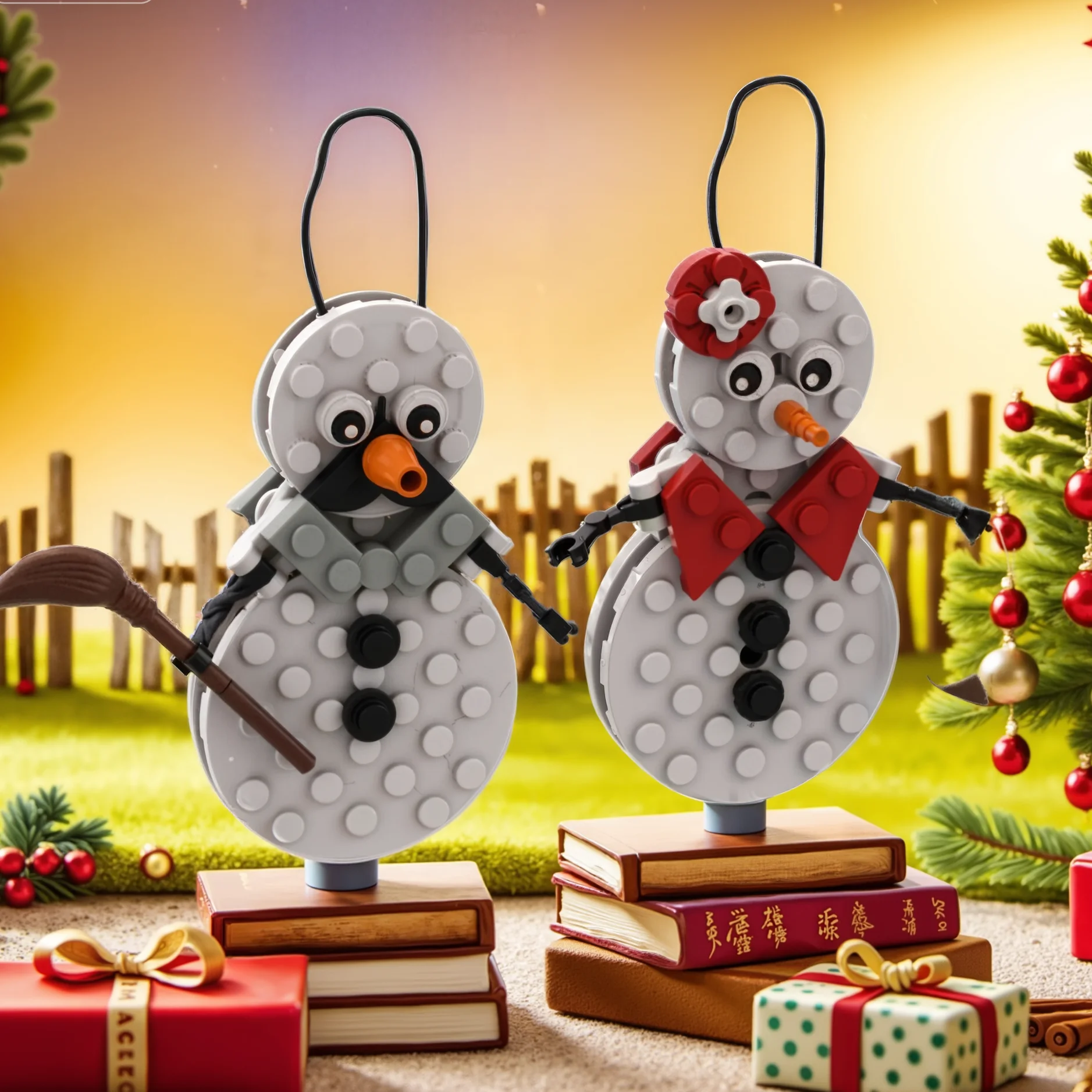 Weihnachtsthemen-MOC-Kleinbausteinmodelle - Feiertagsornamente Schlitten Schneemänner Rentiere Weihnachtsbäume - Einzigartige Geschenke – Detail 16