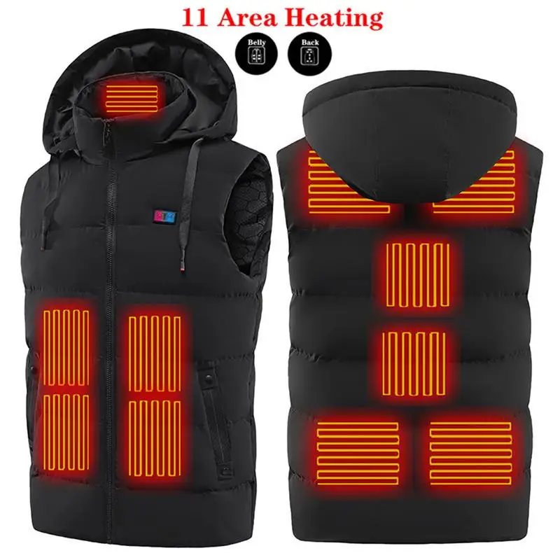 

Electric Heating Hooded Vest Lightweight Heated Vest With Removable Hood 3 Speed Heating Thermal Jacket Winter Outdoor Warmer