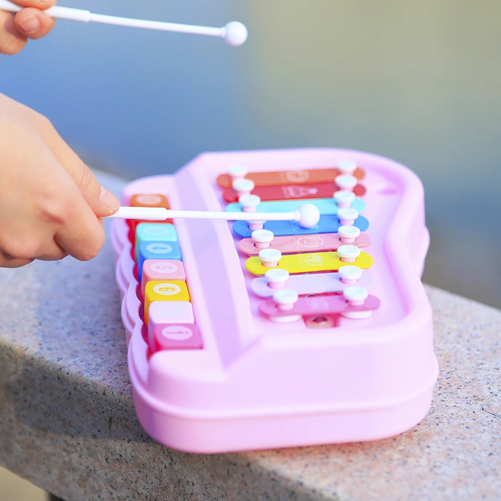 Orff Musical Instruments 8 Tone Hand Knock Xylophone Hand Knock Duet Piano Percussion Instrument Baby Educational Toys Kid Gifts
