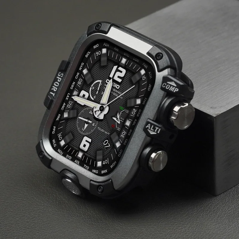 Sleek PC+Metal Apple Watch Protective Case with Screen Guard