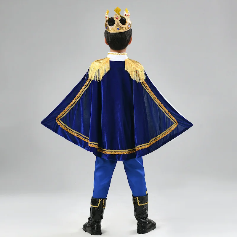 thumbnail image 5 of Disfraz infantil de Príncipe Rey para Halloween, Carnaval, 7 piezas, corona, cetro, capa, traje de realeza, 5 of 6