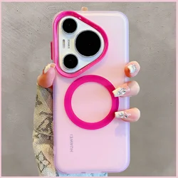 Magsafe Matte Translucent Candy Color Magnetic Shockproof Case - Hard PC Cover for Huawei Pura 80 Ultra (Rose)