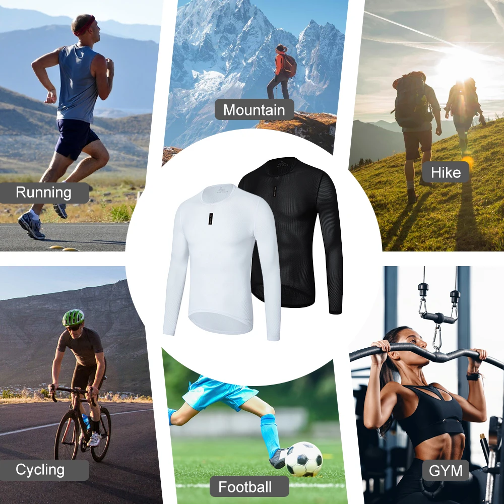 HISERWA Men Cycling Base Layre Long Sleeve Breathable Quick Dry Cycling Jersey MTB Bike Sports Underwear Bicycle Undershirt 6