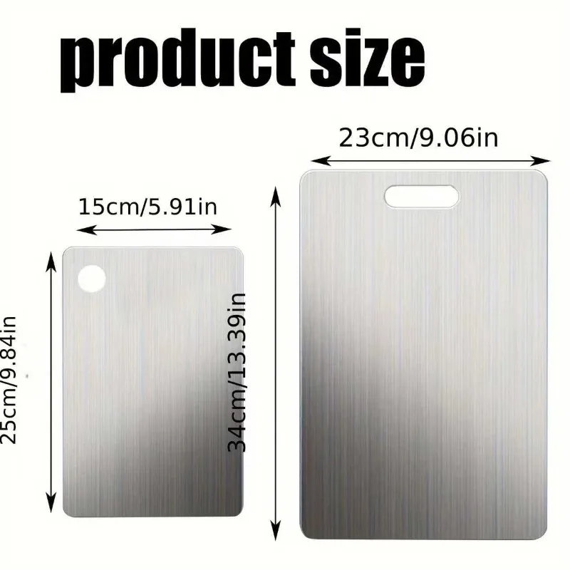 סט של 2 לוחות חיתוך מפלדת אל-חלד - עמידים במיוחד, לא מחליקים לבשר וירקות | חופשי מ-BPA ועמיד בפני חלודה