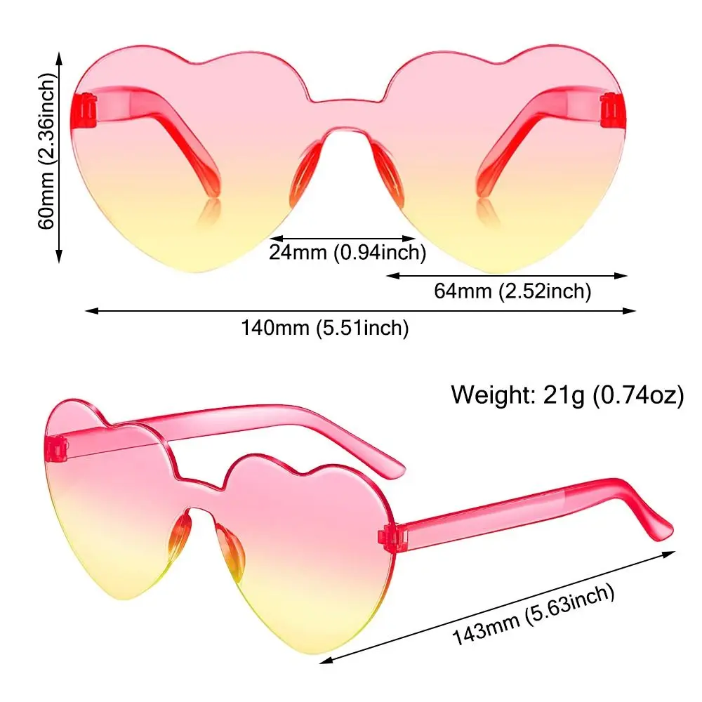 Sunglae con forma de corazón Colorido Amor Corazón Glae Gradient Lene Sunglae Sombra de color caramelo Fiesta divertida Sol_voghion.com
