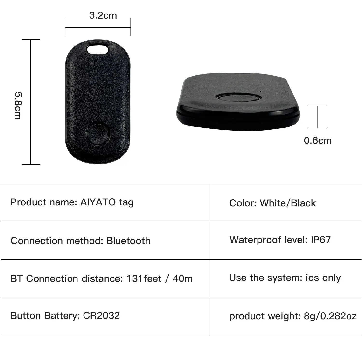 AiYaTo Mini GPS Tracker Bluetooth-compatible Itag Global Positioning Finder Anti
