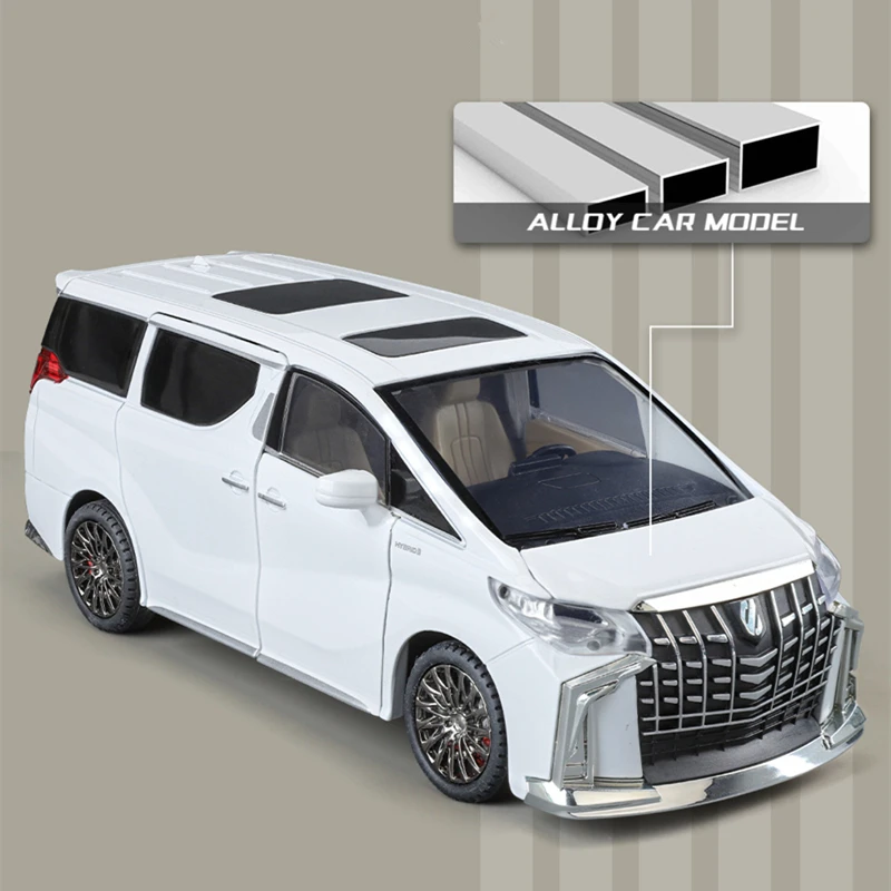 1:24 Key version Toyotas Alphard MPV Alloy Car Model Diecasts Metal Toy Vehicles Car Model Simulation Sound and Light Kids Gifts 3
