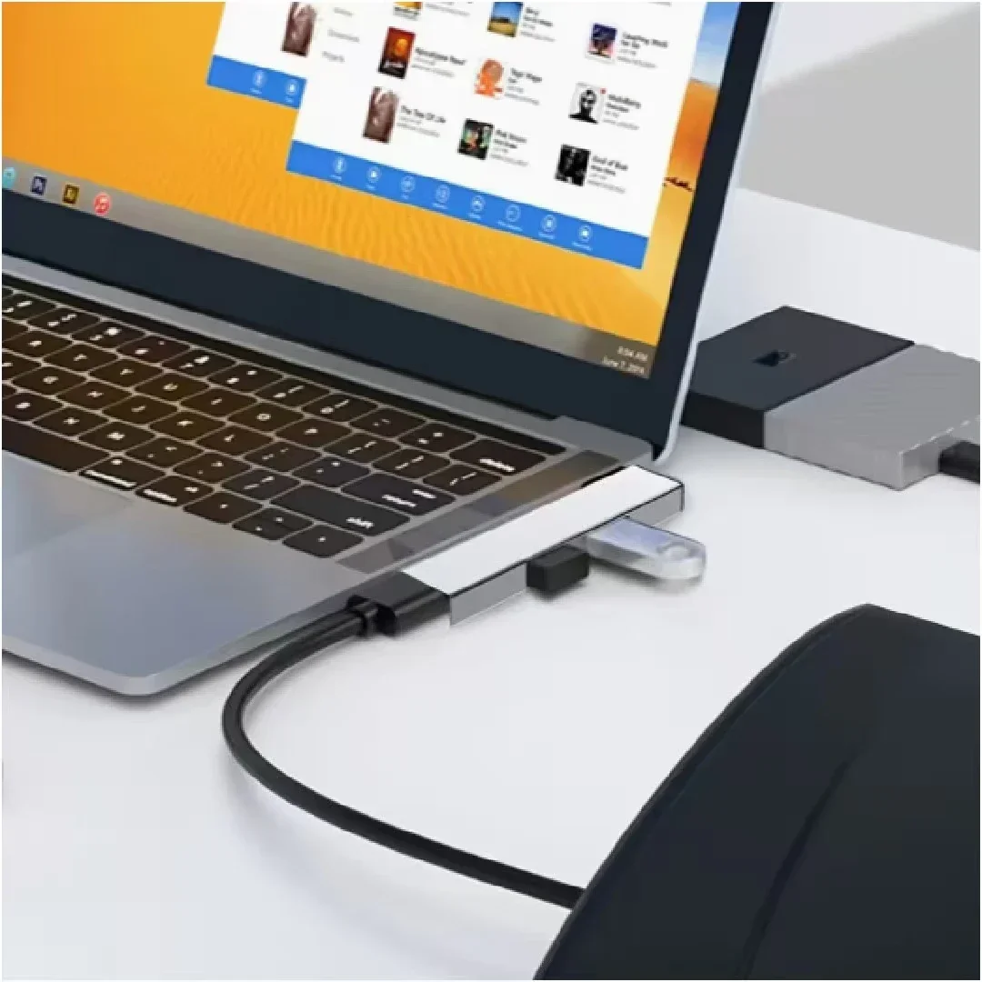 인라인 도킹 스테이션 세트: USB/Type-C 듀얼 포트 3.0 허브 + Type-C - 3.5mm 헤드폰 어댑터