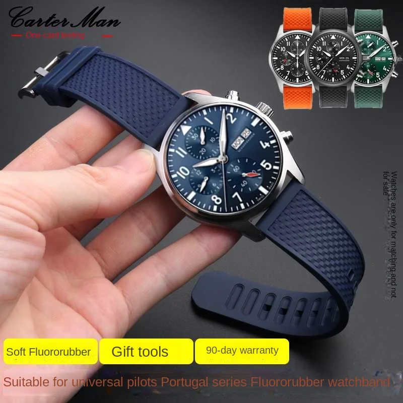 

For IWC Universal Pilot Portugal 7 Chronicle Berto Fino Series Quick Release Soft Fluorine Rubber Watch Strap 20mm 22mm