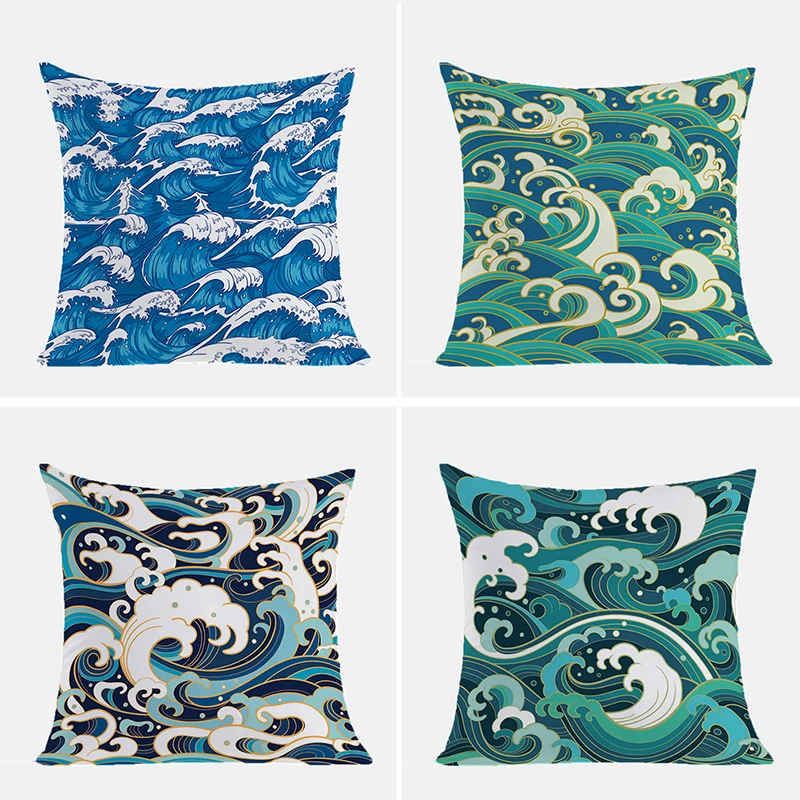 

Japanese Wave Pillowcase 40*40 Cushion Cover 45*45 Cushions Home Decor Pilow Cases Throw Pillow Covers Bed Pillowcases 45x45