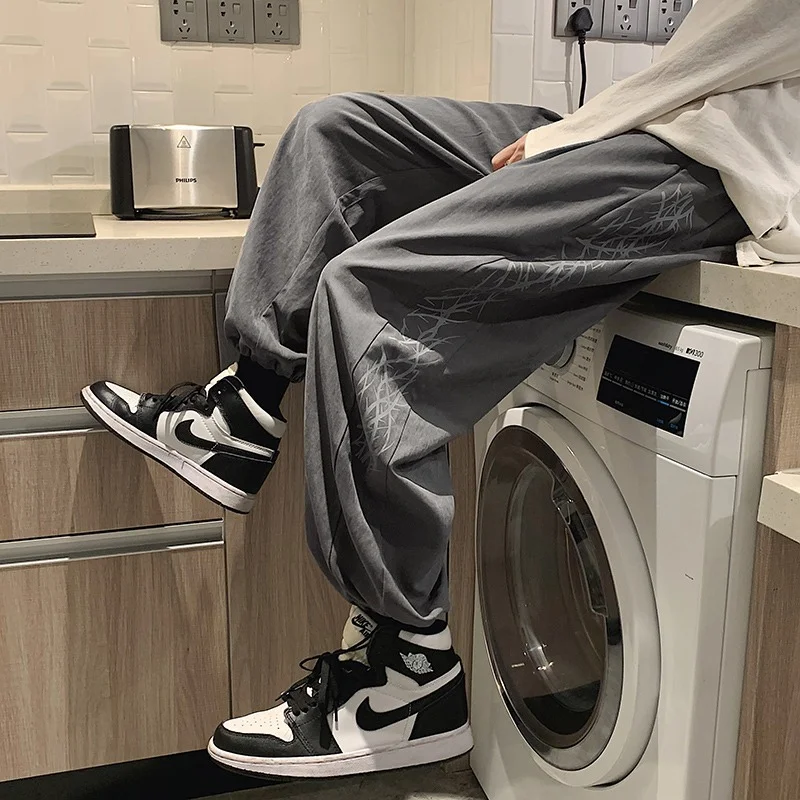 Spring Summer Fahsion Brand Hip Hop Man Drawstring Sport Ankle Straight Trousers BLoose Sweatpants Men Casual Pants Men's Pants