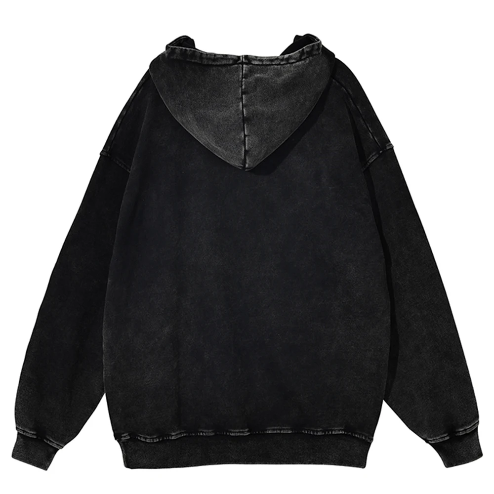 Hip Hop Harajuku Custom Hoodie Vintage Cotton Street Dress Pullover Personalized Custom Pattern Print 380G Washed Hoodie 3