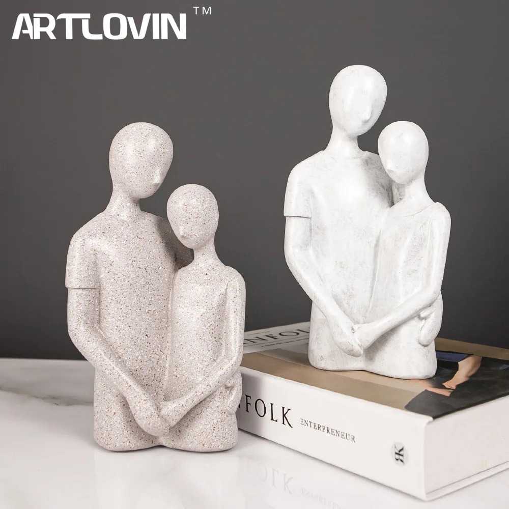 

ARTLOVIN White Lovers Figures Home Decoration Sculptures Resin Character Figurines Bookend Sculpture Bookshelf Decor Gift Crafts