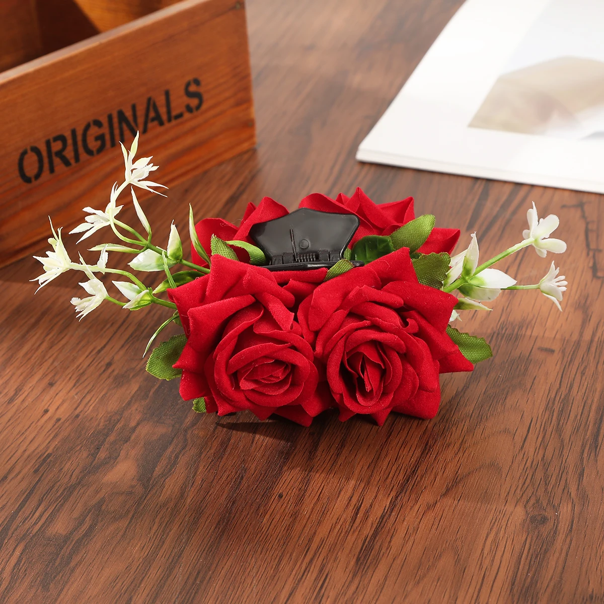 Wedding Red Hair Claw Women Festival Valentine's Day Hairpin Crab Fashion Flowers Ponytail Hair Clip Hair Accessories Gifts