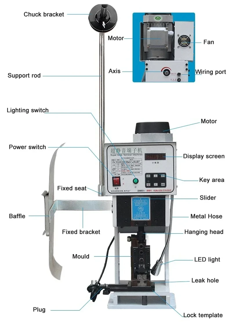 JH 2T Automatic Wire Crimping Machine 750W 20KN 30mm Stroke Vertical & Horizonta