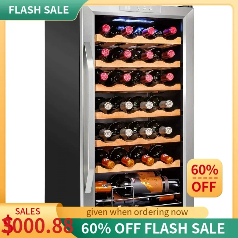 QW28 Bottle Compressor Wine Cooler Refrigerator w/Lock Large Freestanding Wine Cellar 41f-64f Digital Temperature Control Fridge