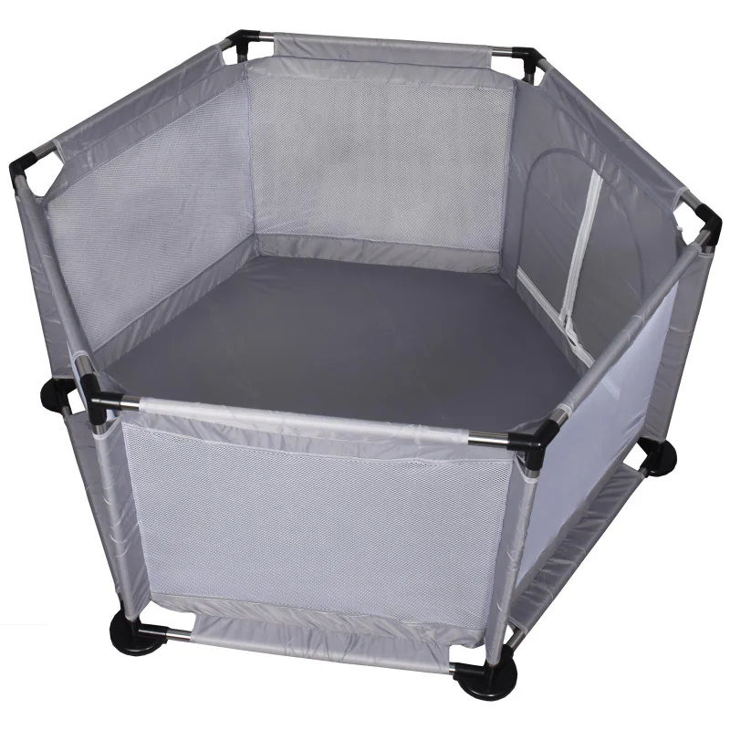 Corralito Para Bebe Plegable Corral De Gimnasio De Juegos Color Gris Diseño  de la tela Liso