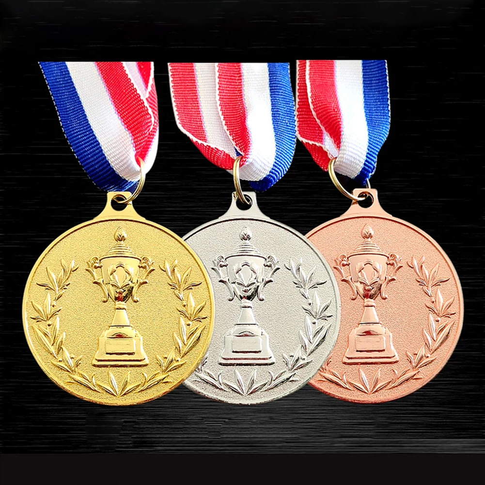 5.2cm Gold/Silver/Bronze Medal Award Medals with Neck Ribbon Sports Rewards Metal Winner Medals for Sports Competition Award Medals