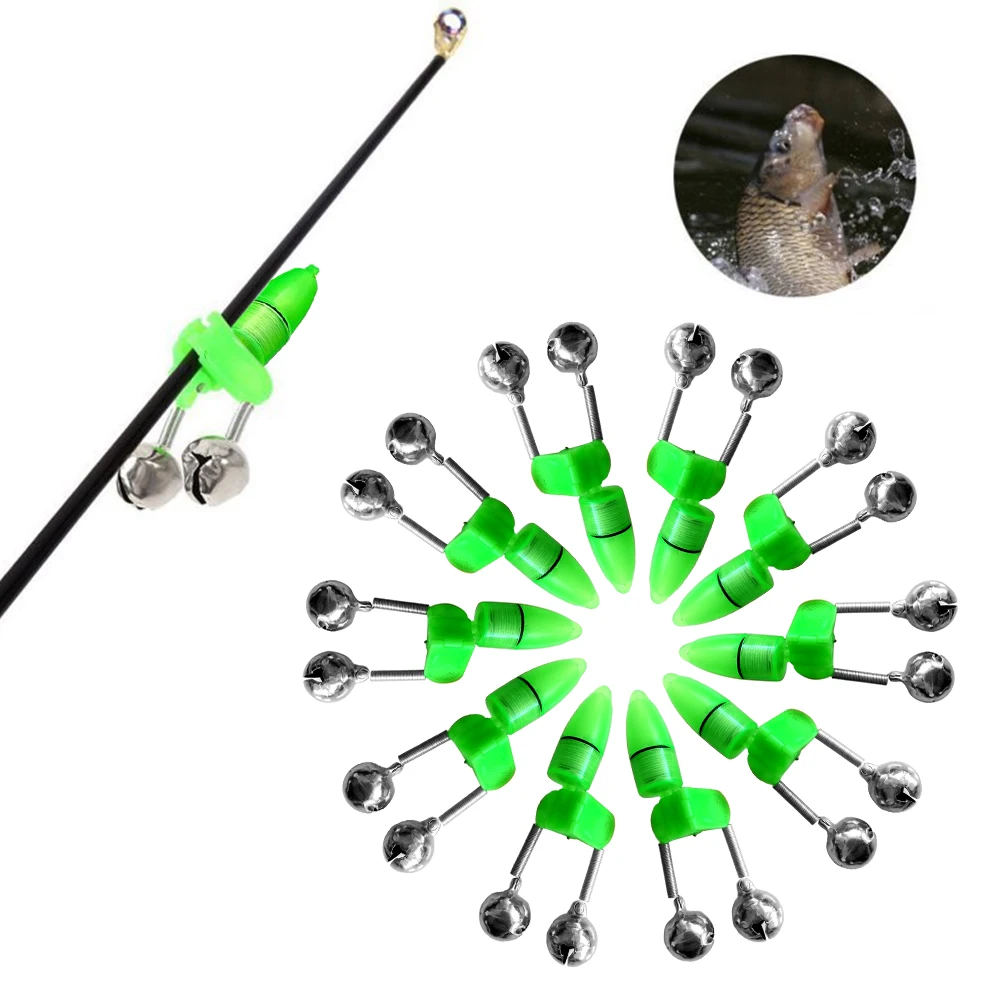 Alarme de touche LED pour pêche de nuit avec 10 lumières et double clochette - Détecteur de touches