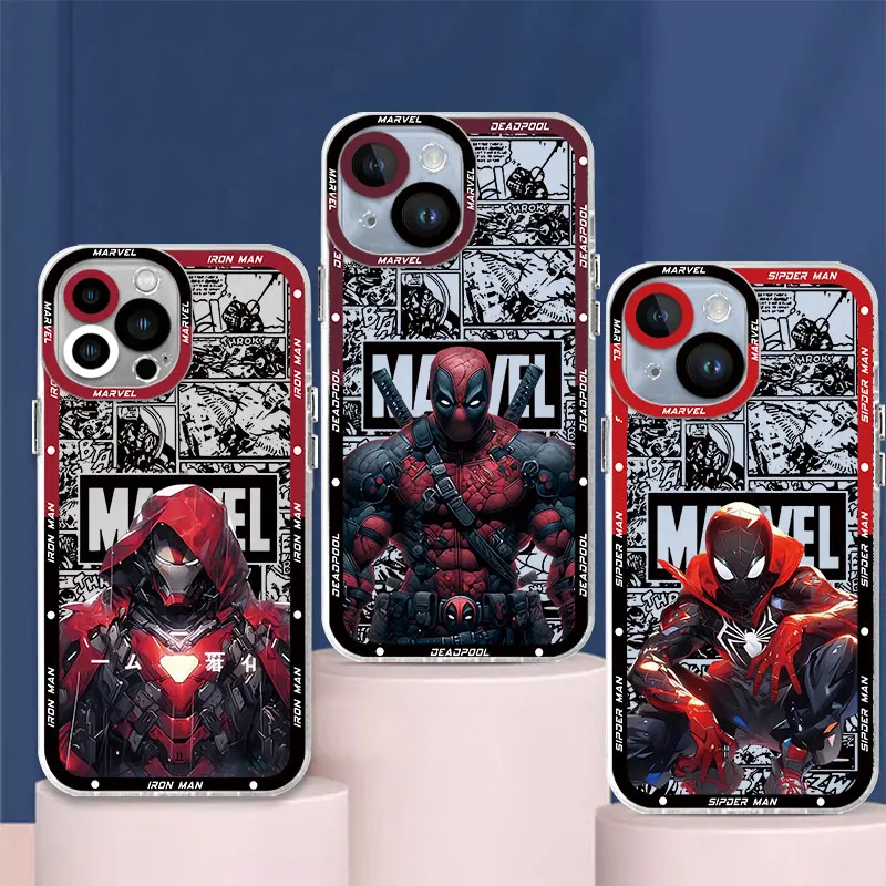 Marvel Spider Man Iron Man Case Per Redmi Note 11S 11 Pro 10 Pro 12S 12 Pro 9 Pro 9T 8 11 Pro Funda Cover In Silicone Trasparente Tpu