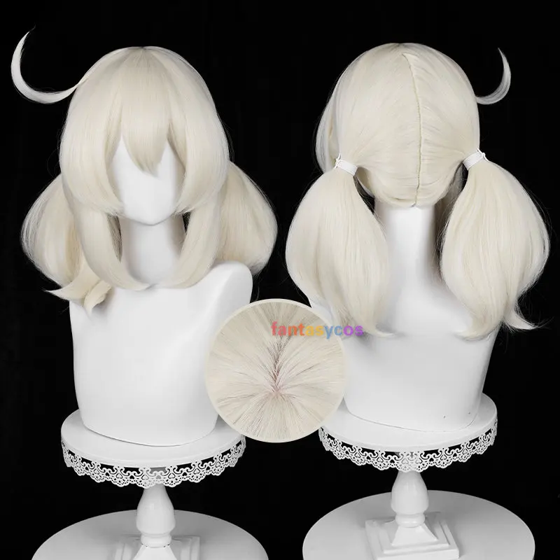 

New Skin Klee Cosplay Wig Genshin Impact Cosplay 42cm Short Milk White Wigs Heat Resistant Hair Role Play Halloween Wigs