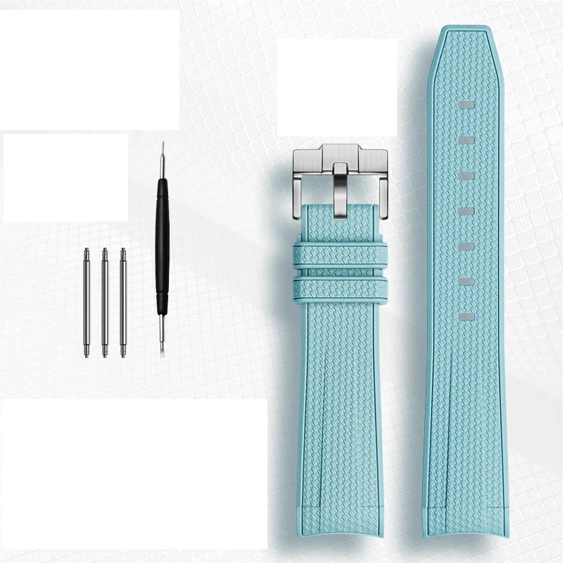 Durable Rubber Waterproof Sports Watch Strap with Curved End - 20mm