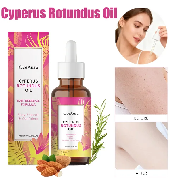 Huile de Cyperus Rotundus pour l'épilation, l'apaisement et l'hydratation de la peau, inhibiteur de croissance des poils des aisselles, des jambes et des bras, huile dépilatoire 1