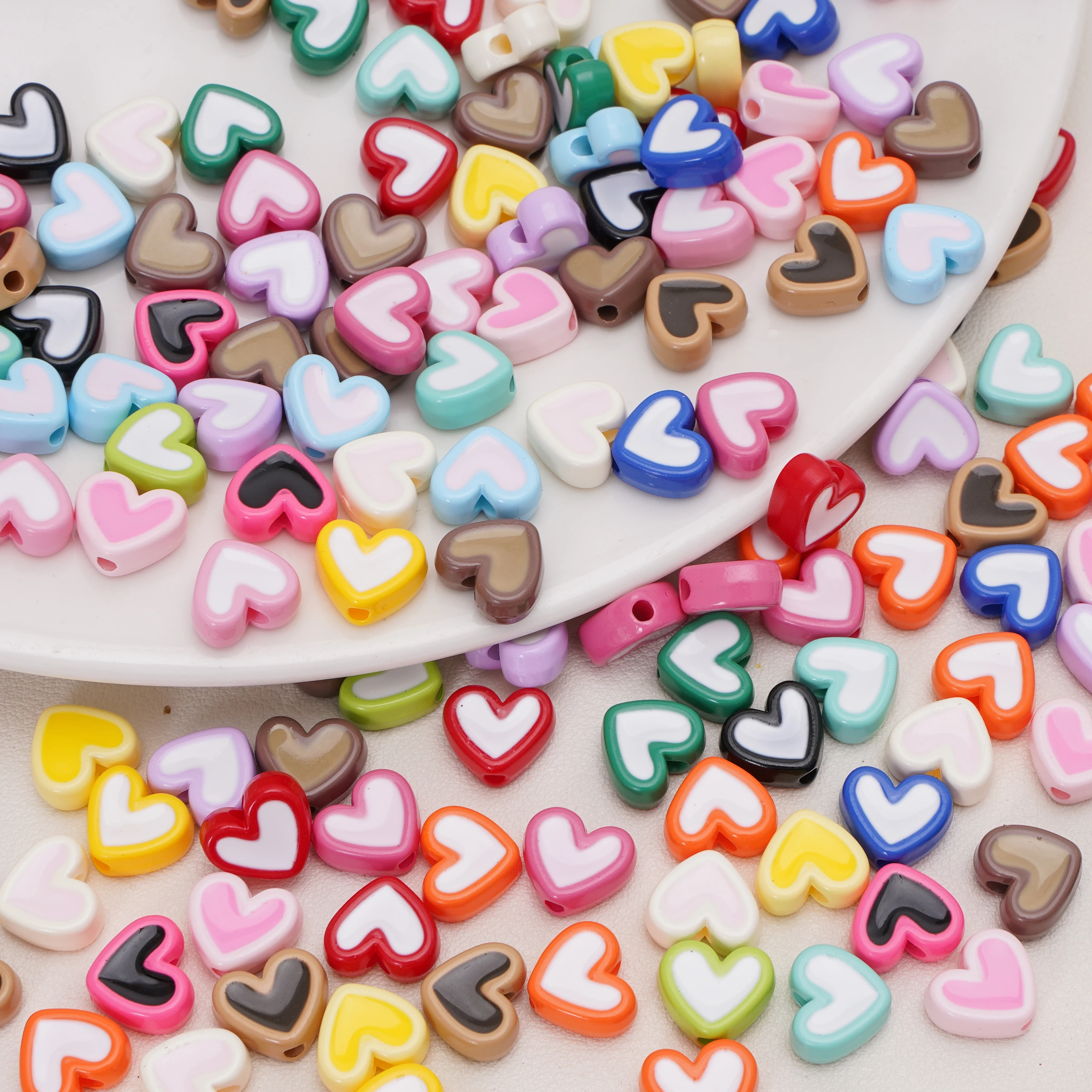 5/20 stücke 8mm Acryl Candy Farbe Liebe Herz Form Lose Perlen Für Schmuck Machen DIY Halskette Armband anhänger Handgemachte Material