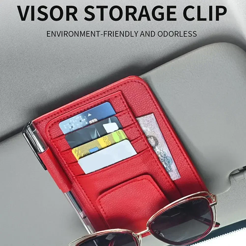 Dream Car HomeLuxury Alcantara Car Interior Accessories Visor Storage Card Clip Holder Sunglasses Organizer With Pen Holder